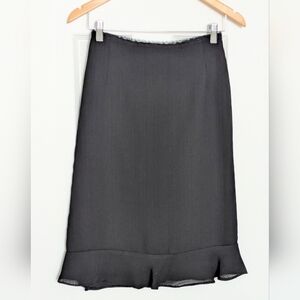 Swabi Women's (Size 6) Lined Black Pencil Skirt w/Lace Waistband & Ruffled Hem